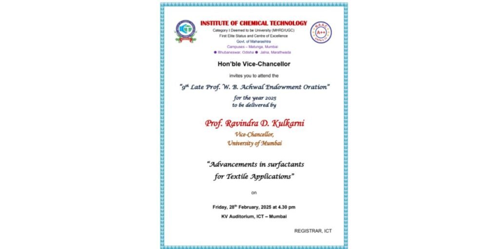 9th Late Prof. W. B. Achwal Endowment Oration